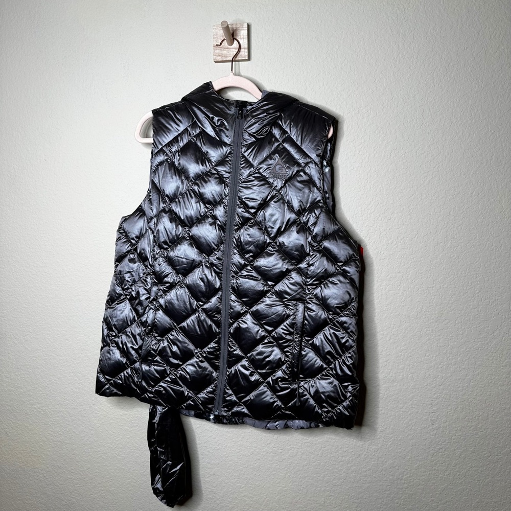 Gerry Womens Hooded Down Puffer Vest Reversible Zinc Grey Quilted XXL Gorpcore